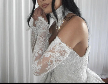 Romantic Sweetheart Lace Mermaid Wedding Dress Strapless Sheath Decoration Bridal Dress Detachable Tail Vest Customized