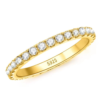 2mm D Color Moissanite Eternity Band | 18K White Gold Plated Sterling Silver Wedding Ring